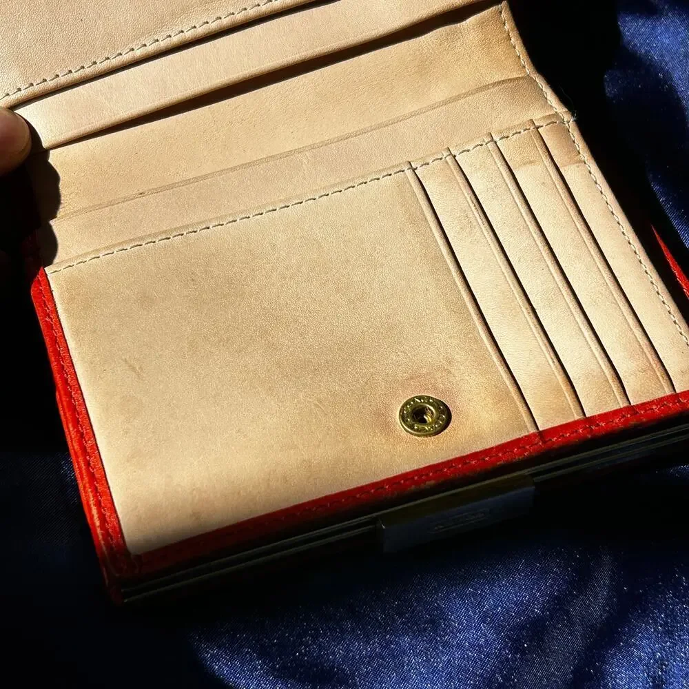 Coach Vintage Signature C Kiss-Lock Wallet, Orange Leather